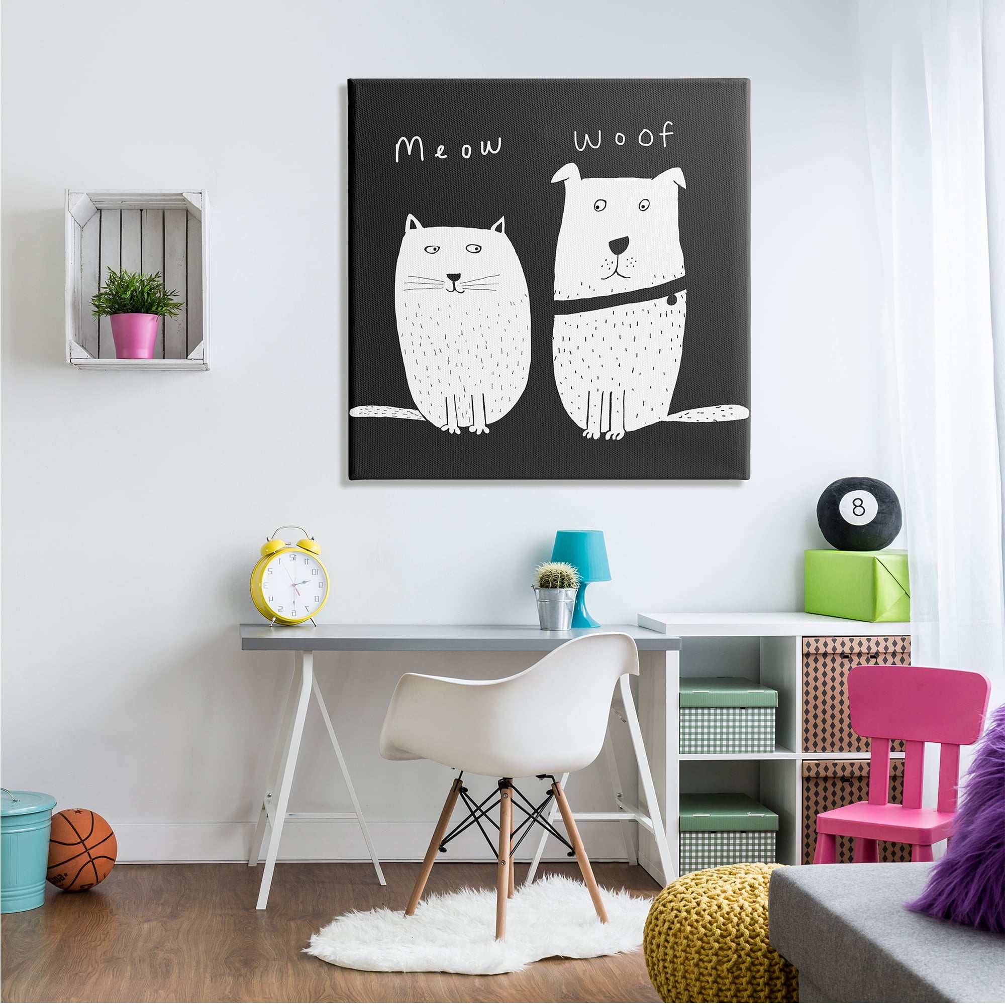 Stupell Industries Kids' Cat and Dog Pet Pair Meow Woof, 36 x 36,Design by Carla Daly