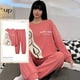 thumbnail image 3 of Conjuntos de Pijamas anudados para Mujer, ropa de dormir de dinosaurio de dibujos animados para adolescentes, ropa de casa para niñas, moda de primavera y otoño, 3 of 4