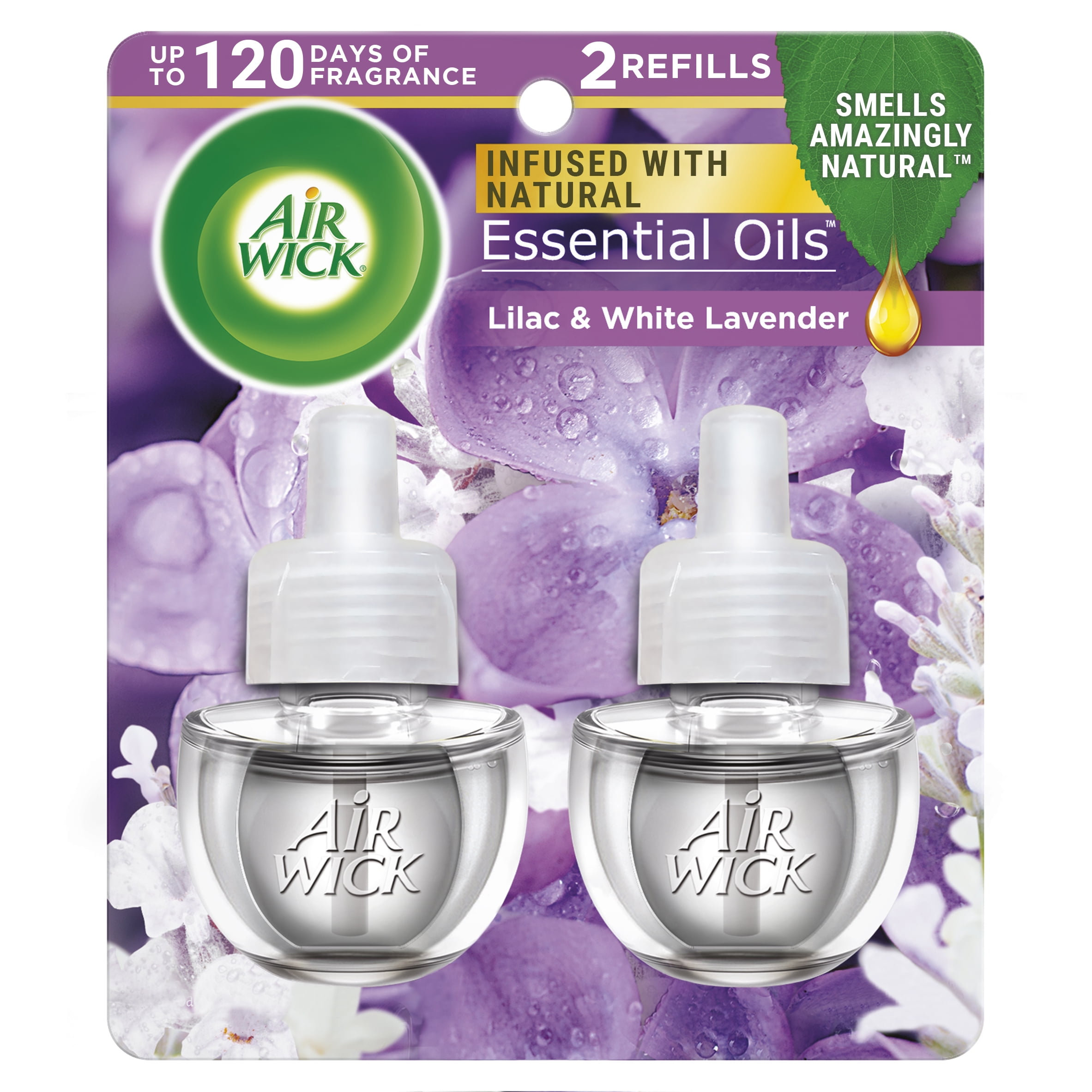 Air Wick Plug in Scented Oil Refill, 2 ct, Lilac & White Lavender, Air Freshener, Essential Oils