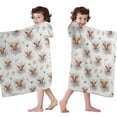 thumbnail image 4 of Highland Cow Flower Wreath Pattern Hooded Bath Towel，60"x35" for Ages 3 To 12 Kids, Quick Dry Lightweight Soft Microfiber Hood Beach Towel Cover Up for Kids, 4 of 7