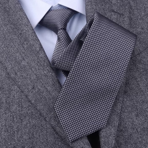 Yongchuantie Men's High-quality 100% Silk Tie With Black and White Checkered Pattern for Formal Business Banquets 8CM Wide Tie