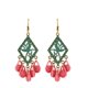 thumbnail image 1 of Pendientes de de de metal candeliere de de tela Pendientes étnicos colgantes Rosado, 1 of 5