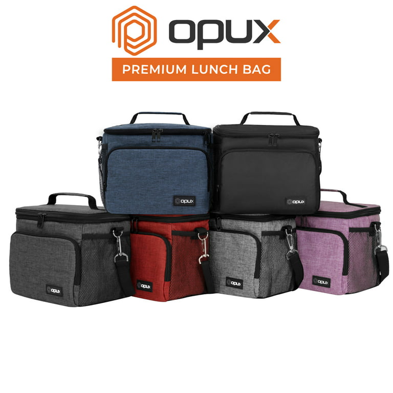 OPUX Insulated Lunch Box Men Women, Large Soft Cooler Bag Work School  Picnic, Leakproof Tote Shoulder Strap Kid Adult (Black, Medium)