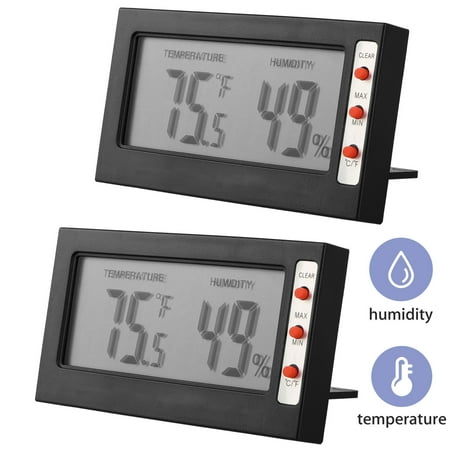 EEEKit Button Adjustable Hygrometer Thermometer Humidity Digital Indoor Temperature Monitor for Car, Incubators, Brooders, Cigar Rooms, Black,