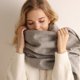 thumbnail image 2 of Bufanda tipo oveja para mujer en otoño e invierno, bufanda lisa de terciopelo suave (gris claro), 2 of 5