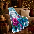 thumbnail image 3 of Wonder Wakes Here Botanical Floral Print Hummingbird Art, Festive Botanical Garden Scene, Warm Flannel Blanket for Sunroom and Reading Nook, Garden Lovers Housewarming Gift, Botanical Home Decor, 3 of 9