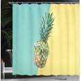 thumbnail image 3 of Ambesonne Pineapple Shower Curtain, Funny Fruit in Glasses, 69"Wx75"L, Pastel Yellow and Seafoam, 3 of 4