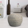 thumbnail image 3 of LR Home Savanna Round Grey/Natural Striped Indoor Pouf Ottoman, 20" H x 14" W, 3 of 5