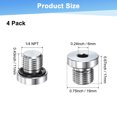 thumbnail image 3 of Paquete de 4 tapones de ajuste de tubo con cabeza hexagonal interna, 1/4 NPT, tapón de socket de acero inoxidable 304 con anillo de sellado, 3 of 6