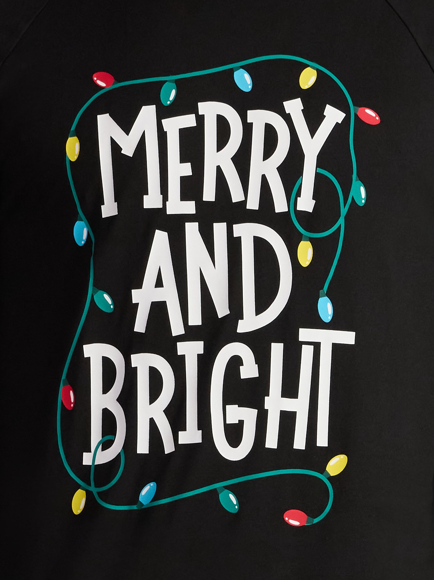 Holiday Time Men's Matching Family Pajamas Merry and Bright Top and Pants Set, 2-Piece, Sizes S-3XL