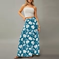 thumbnail image 4 of WTOBBY Women's Flowy Bohemian Floral Maxi Skirt Casual Summer Beach Long Skirt Elastic Waist Lightweight Tiered Pleated Skirt with Side Slit and Drawstring Waist,Light Blue M, 4 of 5
