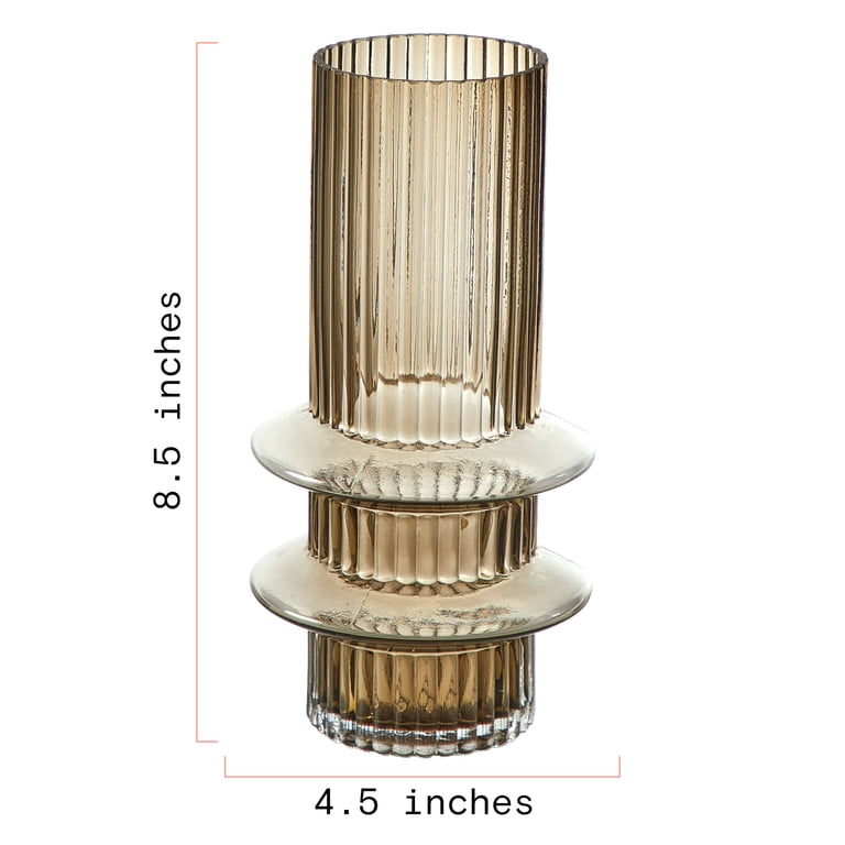 Beautiful by Drew Barrymore 8.5" Ribbed Glass Vase, Oyster Gray photo 8