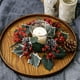 thumbnail image 4 of Corona navideña de frutos rojos | Portavelas de aromaterapia con forma de anillo y guirnalda floral | Anillo de flores de plástico de 22 cm para velas cilíndricas, centro de mesa o decoración., 4 of 7