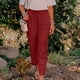 thumbnail image 5 of Ofertas de Black Friday Pantalones para mujer Pantalones casuales de algodón y lino con cordón elástico en la cintura Pantalones largos y rectos Pantalones casuales de negocios para mujer, 5 of 5