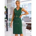thumbnail image 2 of Vestido de oficina de trabajo con cinturón y solapa con muescas sin mangas para mujer Verde Oscuro XL, 2 of 5