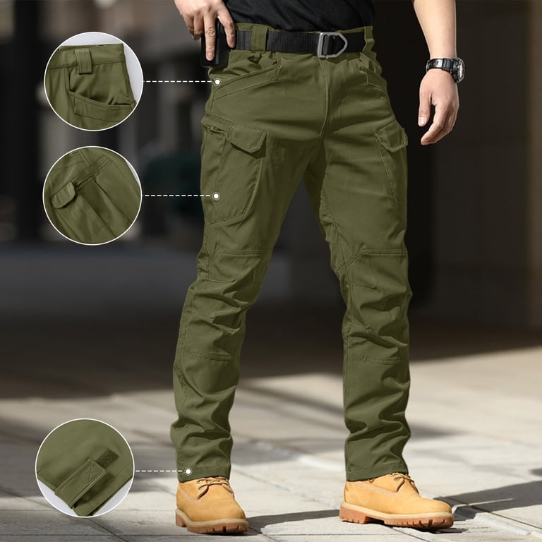 LNZGNM Mens Fleece Lined Cargo Pants Ripstop Waterproof Tactical