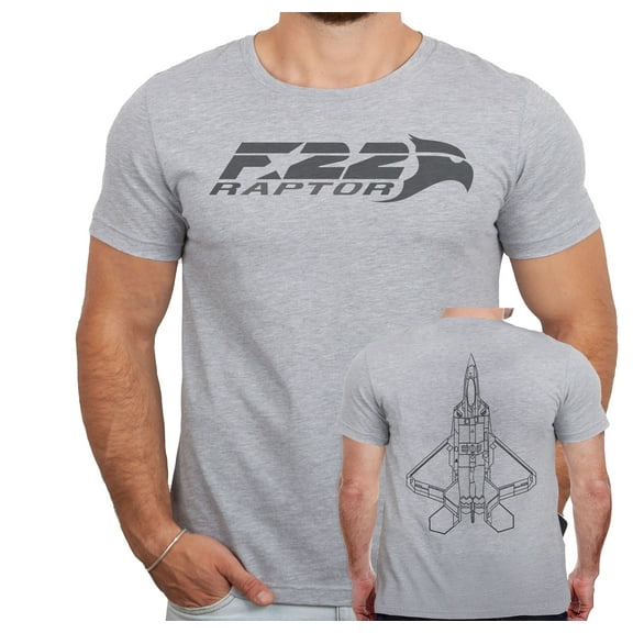 F-22 Raptor Logo Double Sided Athletic Heather Adult Shirt-5XL