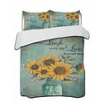 thumbnail image 2 of Vintage Sunflower Twin Size Down Alternative Comforter, Lightweight Comforter Quilt Bedding Set with Pillow Shams Teal Retro Summer Botanical Floral All Seasons Bed Comforter Duvet Insert 68"x86", 2 of 7