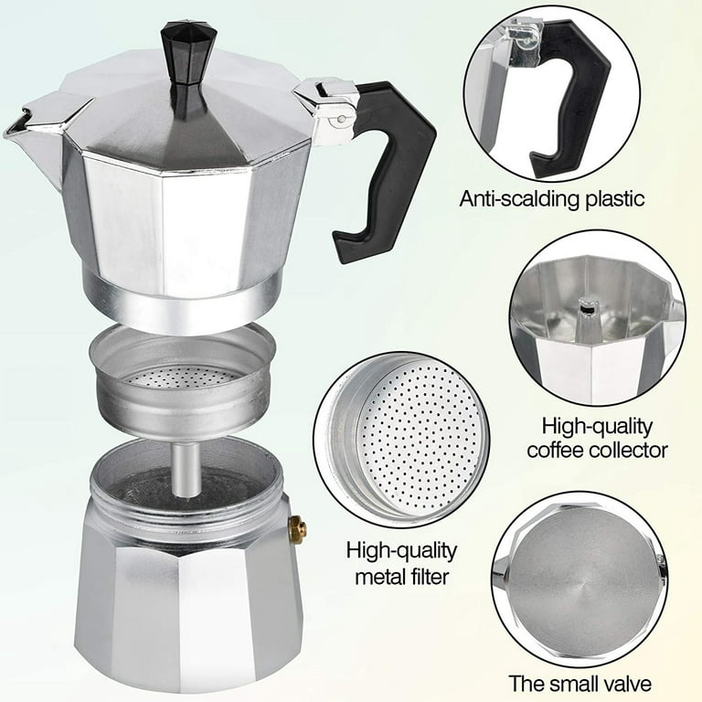 Sorelle Home & Kitchen | Stovetop Espresso and Coffee Maker | Moka Pot for Classic Italian and Cuban Café Brewing | Cafetera Three Cup (3 Cup)
