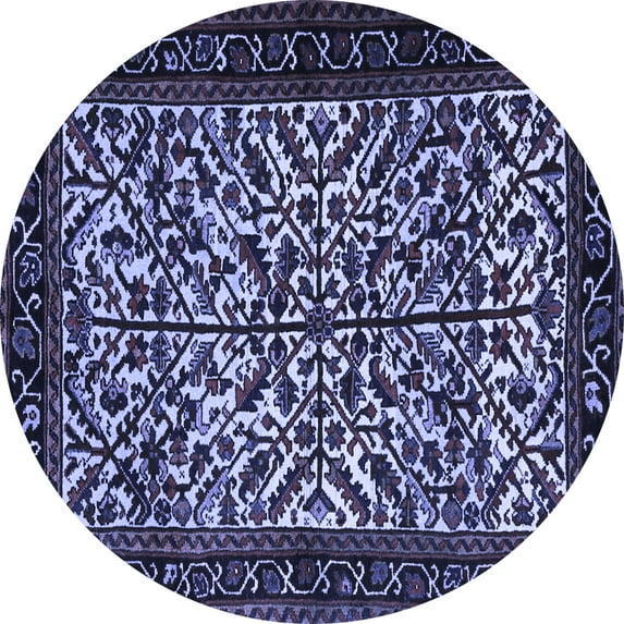 Ahgly Company Machine Washable Indoor Round Persian Blue Traditional Area Rugs, 8' Round