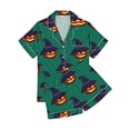 thumbnail image 5 of JIANLAI Sleepwear for Women Cute Ghost & Floral All‑Over Print Notched Lapel Button‑Down Short‑Sleeve Top & Elastic Waist Shorts Loungewear Multiple Patterns Available S‑XXXL, 5 of 5