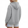 thumbnail image 5 of Dazajoo Womens Fleece Zip Up Hoodie Long Sleeve Solid Color Drawstring Sweatshirts with Pockets Fall Casual Oversized Athletic Coat,Gray,XL, 5 of 9