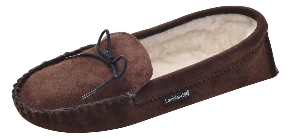 Classic Brown Men's Handmade Genuine Sheepskin Moccasins Slippers Box &Gift Bag