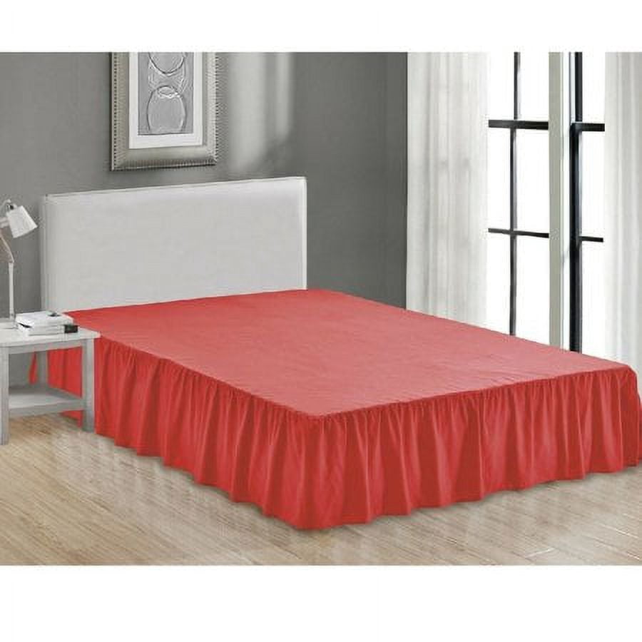 Super Soft Solid Bed Skirt King Size Luxury Brushed Microfiber 14" Red Gathered Dust Ruffle