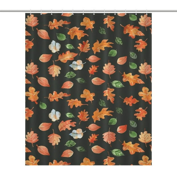 Autumn Harvest Maple Leaves Thanksgiving Shower Curtain Modern Home Bathroom Bathtub Decor Waterproof Fabric with 12PCS Hooks