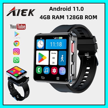 Upgraded version 4G Smartwatch 4GB RAM 128GB ROM Dual Camera Android 11 Watch Phone Videos Calls 1200mAH Battery Wifi GPS Smart Watch Mini Smart Phone Q668