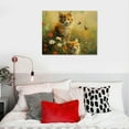 thumbnail image 5 of Orinice  Monet Cat Wall Art Funny Famous Art Prints, Monet Impressionist Hanging Artwork Cute Cats in Two Flowers Vintage Painting Print Decor for Living Room Bedroom Office 20''X16'' 16x12in, 5 of 6