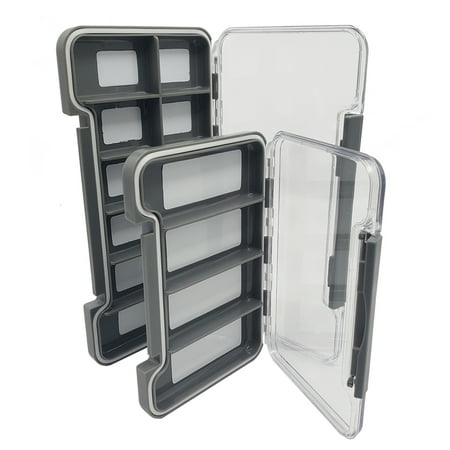 2Pcs/set, Fishing Gear Case Fly Fishing Box Clear Hook Lure Large Capacity Compartment Slim Portable