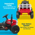 thumbnail image 4 of Kidzone 12V 7AH Treaded Tires Kids Battery Powered Electric Tractor with Trailer Toddler Ride On Toy for 3+ Years Boys & Girls, 3-Gear-Shift 7-LED Lights USB & Bluetooth Audio - Red, 4 of 6