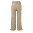 thumbnail image 5 of Pantalones cargo de cintura alta para mujer: pantalones anchos con 6 bolsillos, material de spandex, tallas XS-XXL, 5 of 5