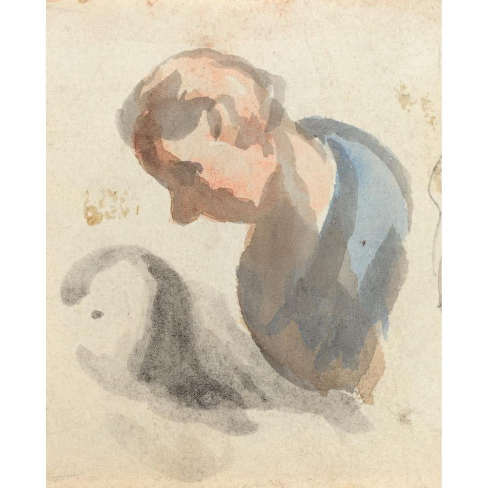 Honoré Daumier 12x14 Black Modern Framed Museum Art Print Titled - Head of a Man Vii