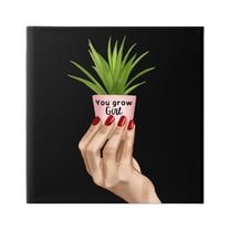 Stupell Industries You Grow Girl Plant Botanical & Floral Painting Gallery Wrapped Canvas Art Print Wall Art, 17 x 17