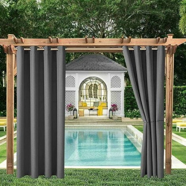 Cortinas para exteriores, para jardín, patio, cenador, cortinas opacas, resistentes al viento, protección UV, resistentes al moho, cortinas con aislamiento térmico y ojales, 120 cm de largo x 150 cm