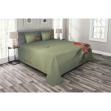 Dragonfly Bedspread Set Traditional Japanese Painting With Lotus Traditional Japanese Painting