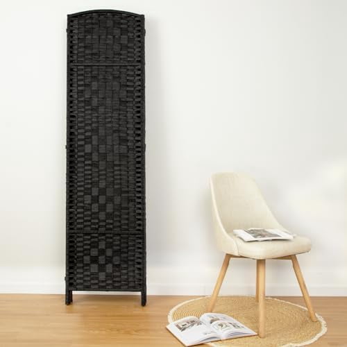 6 ft Tall Room Divider, Room Dividers and Folding Privacy Screens, 15.7in Privacy Screen 4 Panel Partition Temporary Wall Separation for Private, Black