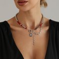 thumbnail image 2 of Elegant Love Charm Bead Neck Chain With Tassels Adjustable For Party Outfits, 2 of 9