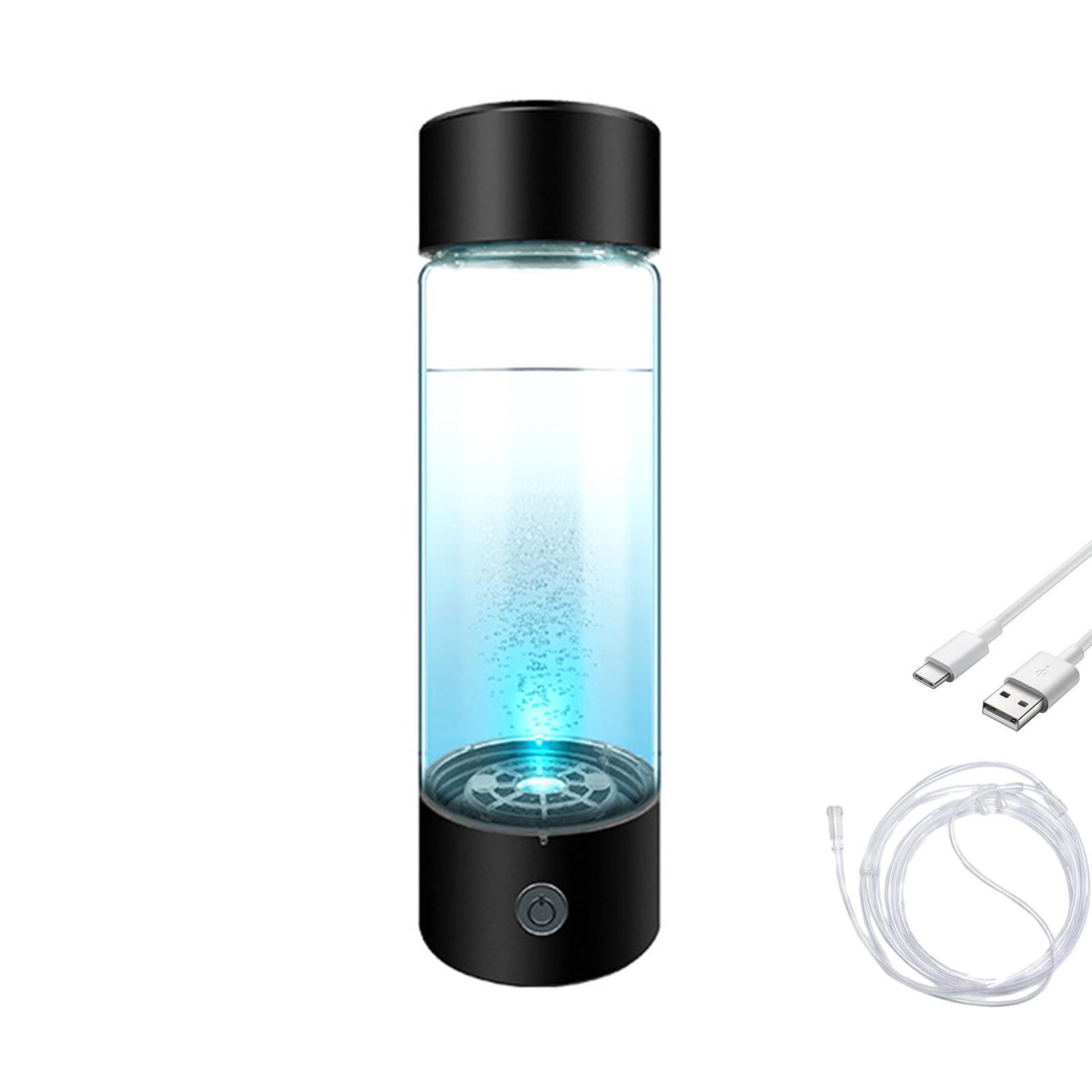 Hariumiu Portable Hydrogen Rich Water Cup Leak-proof Transparent Glass Water Bottle Hydrogen & Oxygen Separation Smart Water Kettle for Outdoor Travel Camping Hiking