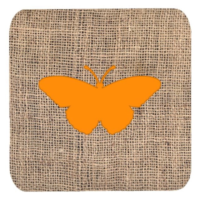 Papillon en Toile de Jute et Sous-Verres en Mousse Orange - Set 4&44; 3,5 x 3,5 Po.