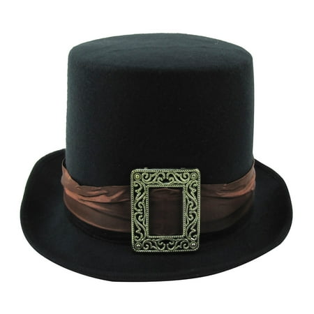 Black Felt Buckle Leprechaun Top Hat Irish Costume Accessory