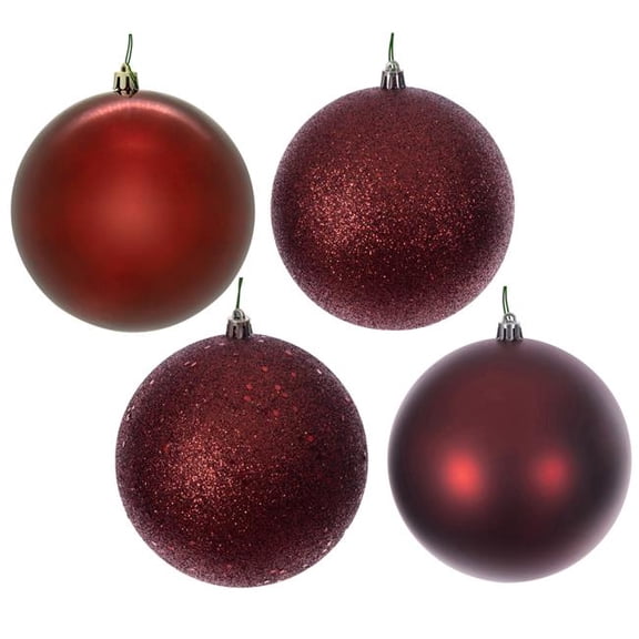 Vickerman 4.75 in. Crimson Red 4 Finish Ball Ornament Assortment - 4 per Pack