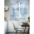 thumbnail image 2 of Sheer Curtains 63 Inches Long 2 Panels, Summer Bohemia Blue Palm Leaves Rod Pocket Curtain Voile Draperies, Coastal Tropical Plants Light Filtering Window Treatment for Living Room Kitchen Bedroom, 2 of 8