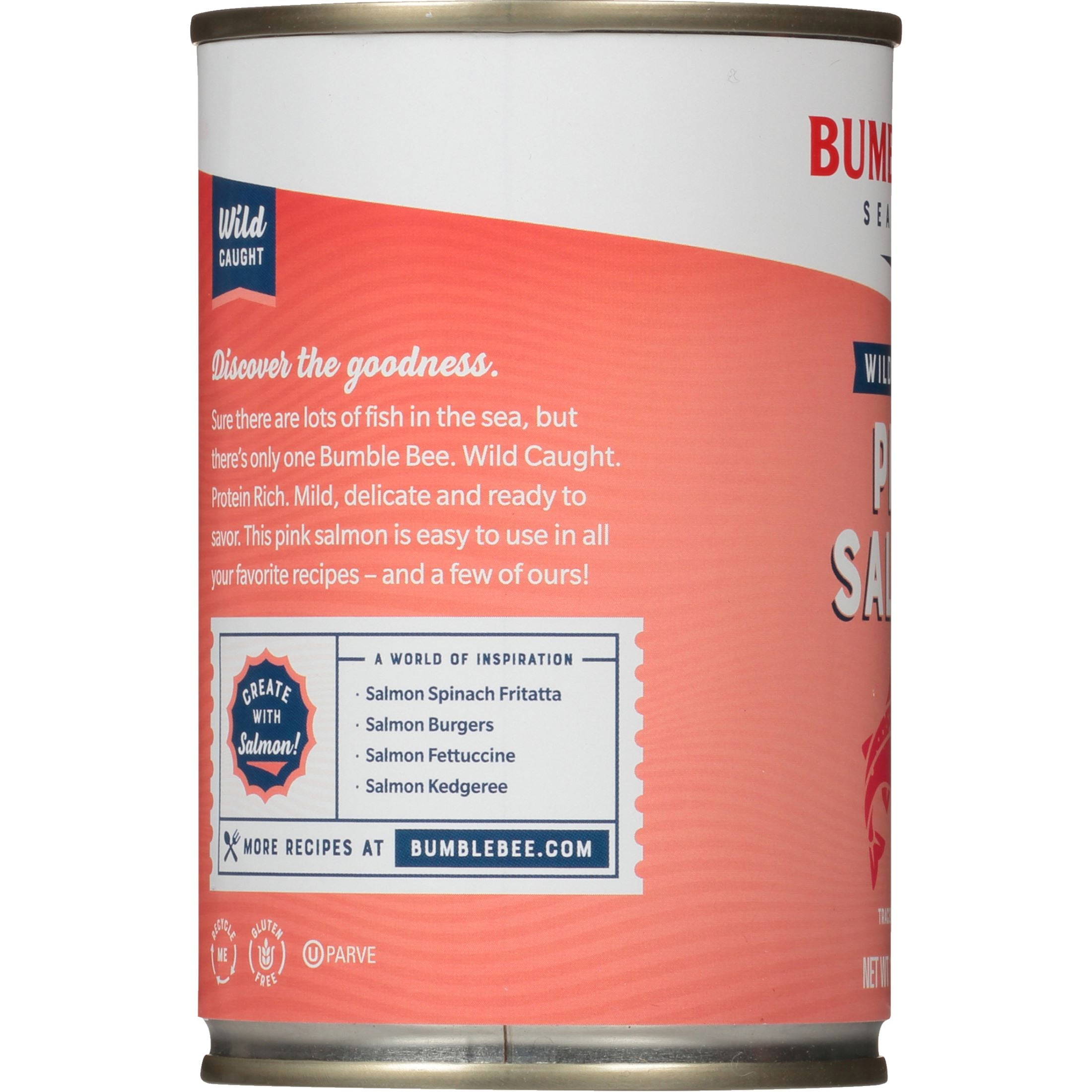 (12 pack) Bumble Bee Pink Salmon, Wild Caught, Gluten Free, 18g Protein per Serving, Ready to Eat, Shelf Stable Can, 14.75oz