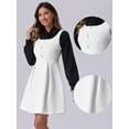 thumbnail image 2 of DARING DIVA Sleeveless Square Neck Button Plaid A-Line Tweed Dress M White, 2 of 6
