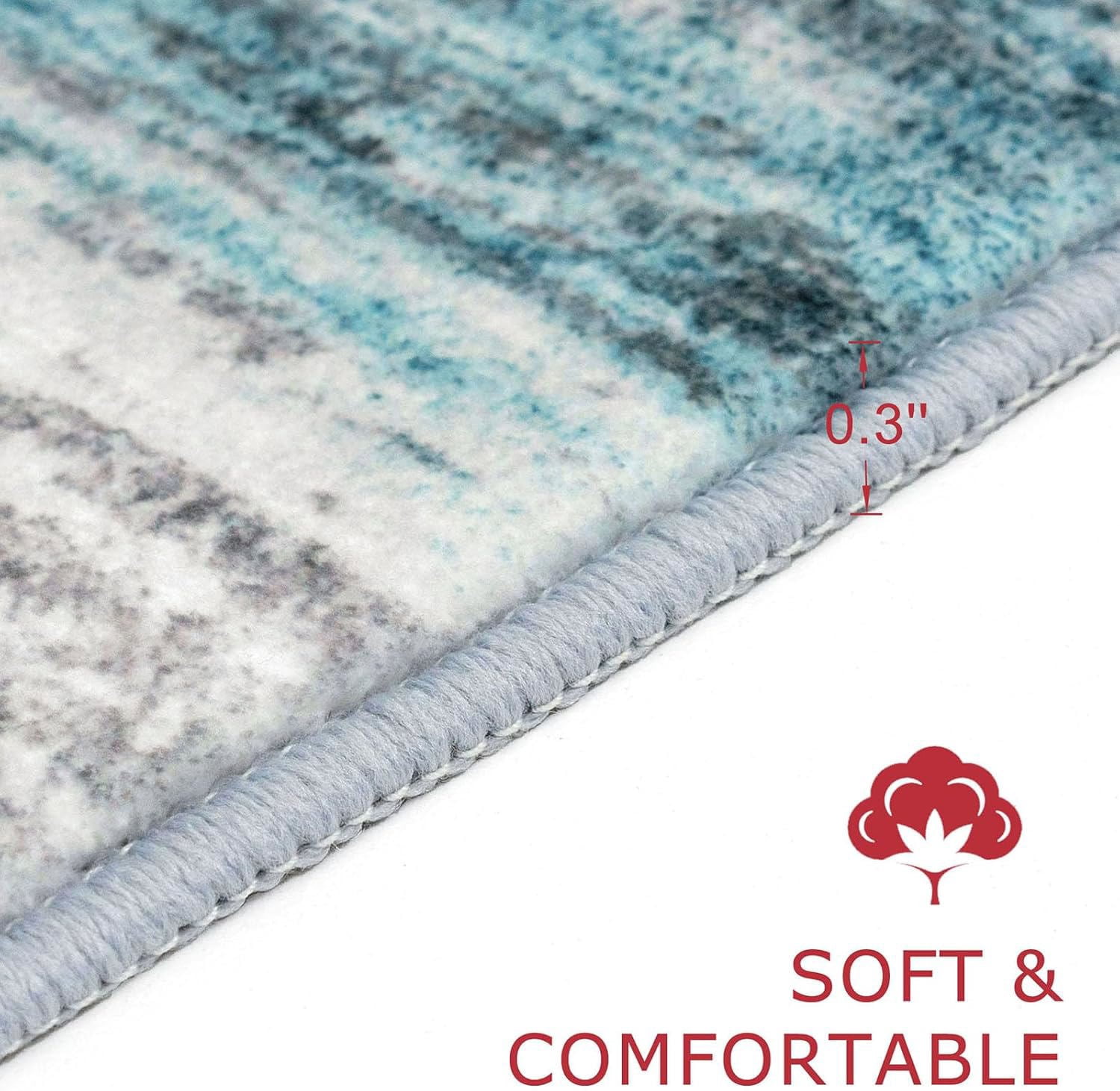 iOhouze Runner Rug 2x8 Kitchen Runner Rugs Non-Slip Washable Soft Print Distressed Blue Carpet Runner for Entryway Bathroom Laundry Room Foyer