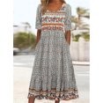 thumbnail image 2 of Summer Dresses for Women Long Sundresses Casual Boho Floral Print Short Sleeve Midi Beach Dress, 2 of 4