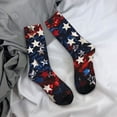 thumbnail image 5 of Gukieu Red Blue White Stars Print Contrast Color Mid-calf Socks, Sweat-wicking Athletic Socks, Unisex Clothing Accessories, 5 of 6